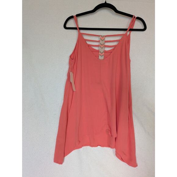 NWT Wishful Park Womens Asymmetrical Coral Tank Top Loose Fit, Size Med - Picture 2 of 11